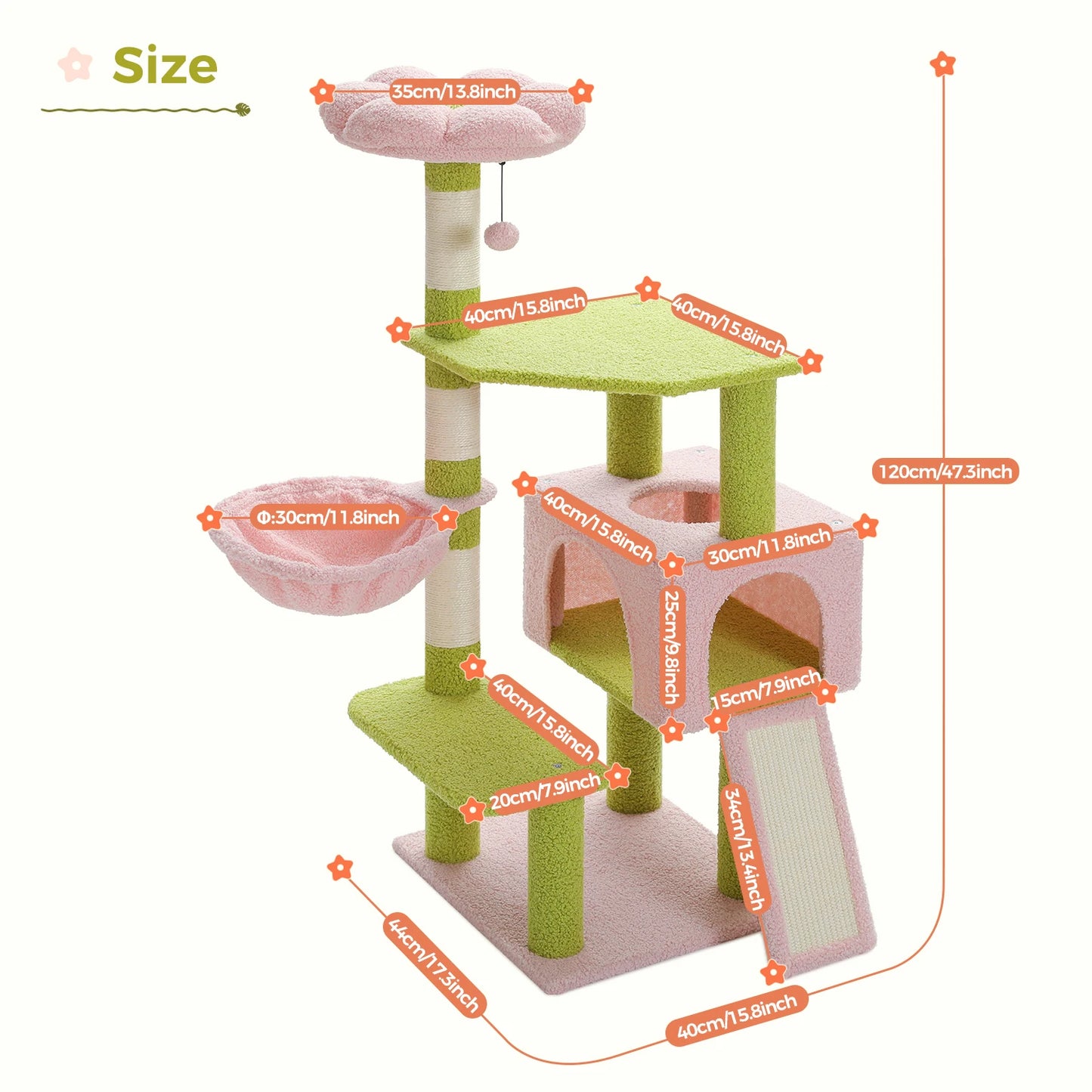 Flower Cat Tree Tower – Multi-Level Cat Condo with Sisal Scratching Posts, Top Perch & Play Areas for Indoor Cats