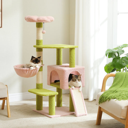Flower Cat Tree Tower – Multi-Level Cat Condo with Sisal Scratching Posts, Top Perch & Play Areas for Indoor Cats