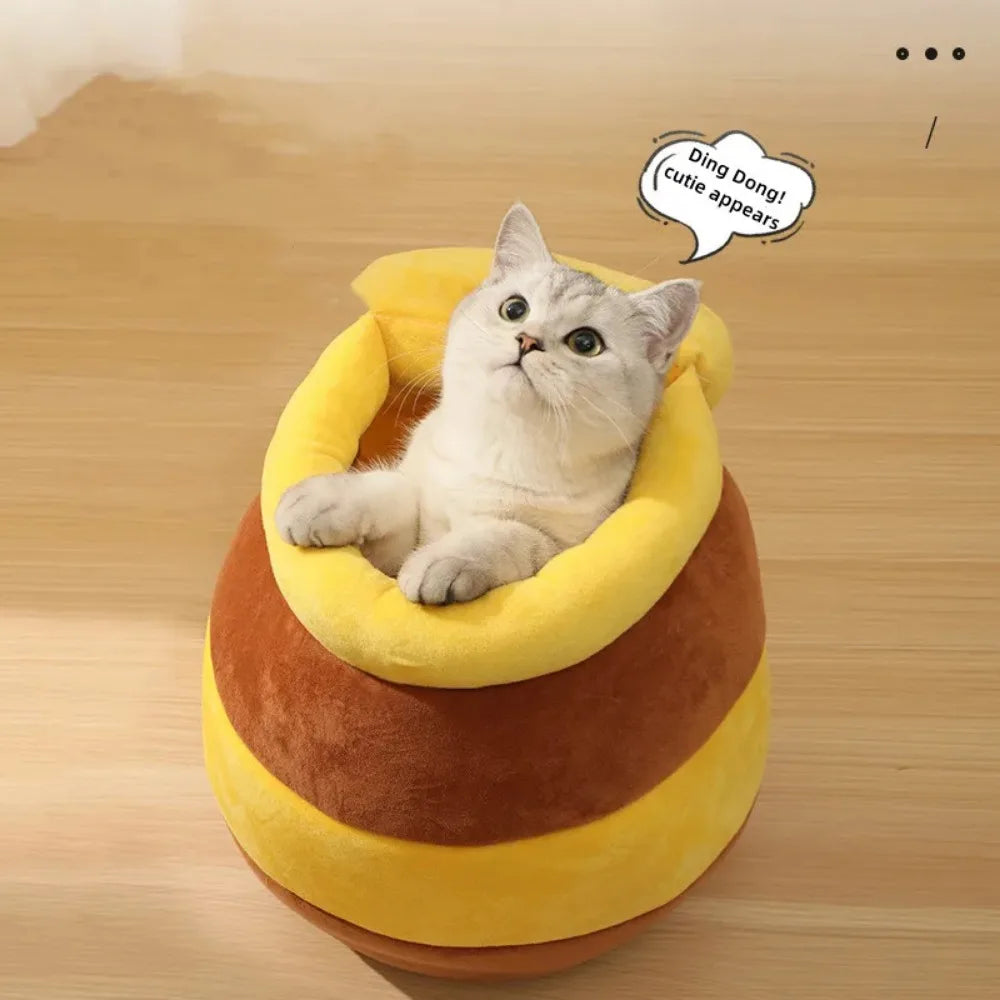 Honey Pot Cat Bed – Super Soft Removable Kitten Nest with Inner Cushion, Cozy Puppy & Cat House