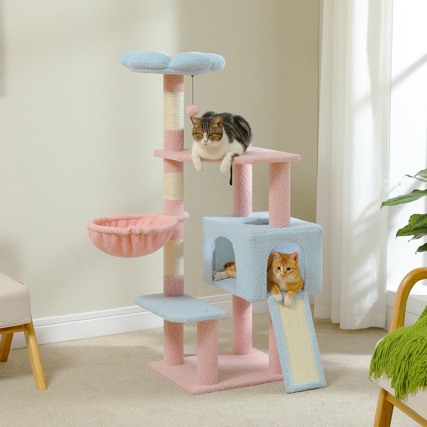 Flower Cat Tree Tower – Multi-Level Cat Condo with Sisal Scratching Posts, Top Perch & Play Areas for Indoor Cats