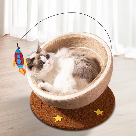 Oval Cat Scratcher Bed – Durable Sisal Scratch Bowl for Kittens & Large Indoor Cats